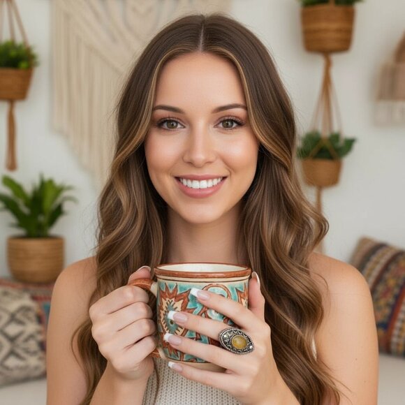 🆕️ Boho Vintage Statement Ring | Yellow Onyx Gemstone | Adjustable Size 8-10 - Picture 6 of 14